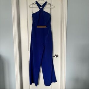 Sleek & Sophisticated Guess by Marciano Royal Blue Halter Jumpsuit in Size 4